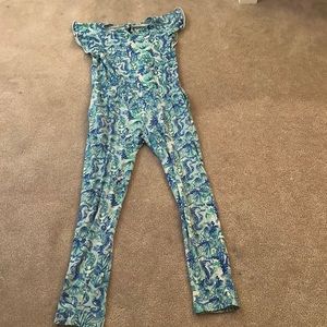 Lilly Pulitzer blue romper ruffle sleeve XL